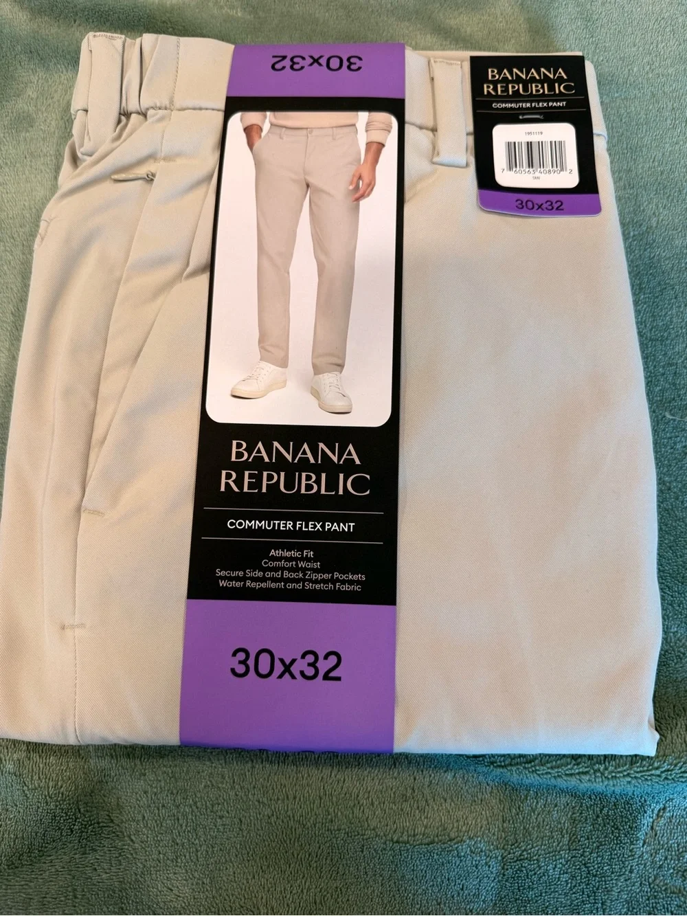 Banana Republic Commuter Flex Pants Men’s 30x32 Tan Athletic Fit Stretch NWT